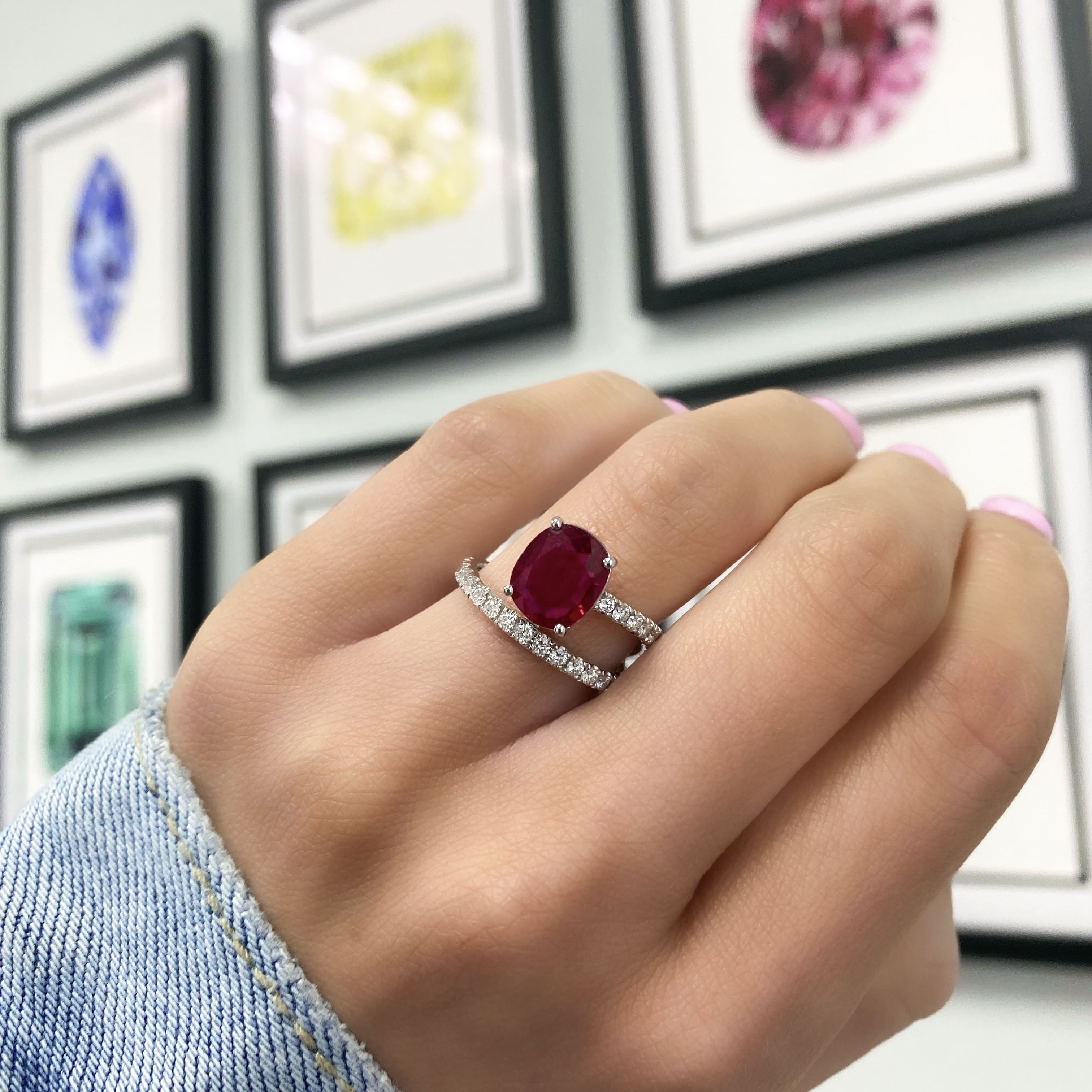 Crisscross Ruby Diamond Ring - Jaipur Jewels